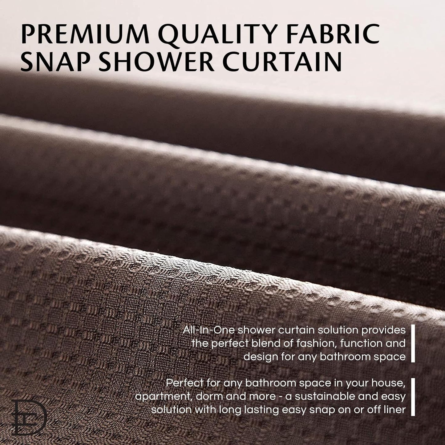 Waffle Weave Shower Curtain with Liner Sets - Modern Shower Curtain for Bathroom with Mesh Top Window - Premium Quality Fabric Snap S𝐡ower Cur𝚝ain
