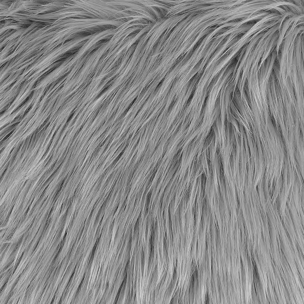 Sheepskin Faux Fur Gray 22 In. X 22 In. Plush Acrylic Decorative Pillow