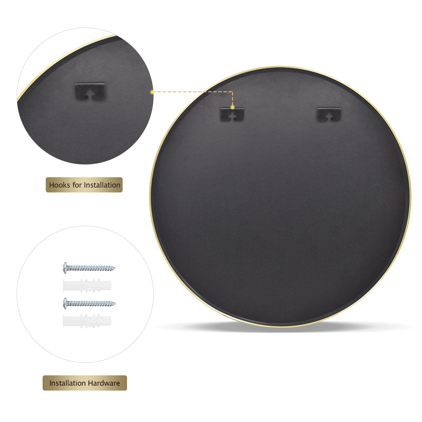 36" Wall Mirror Bathroom Mirror Wall Mounted round Mirror, Gold