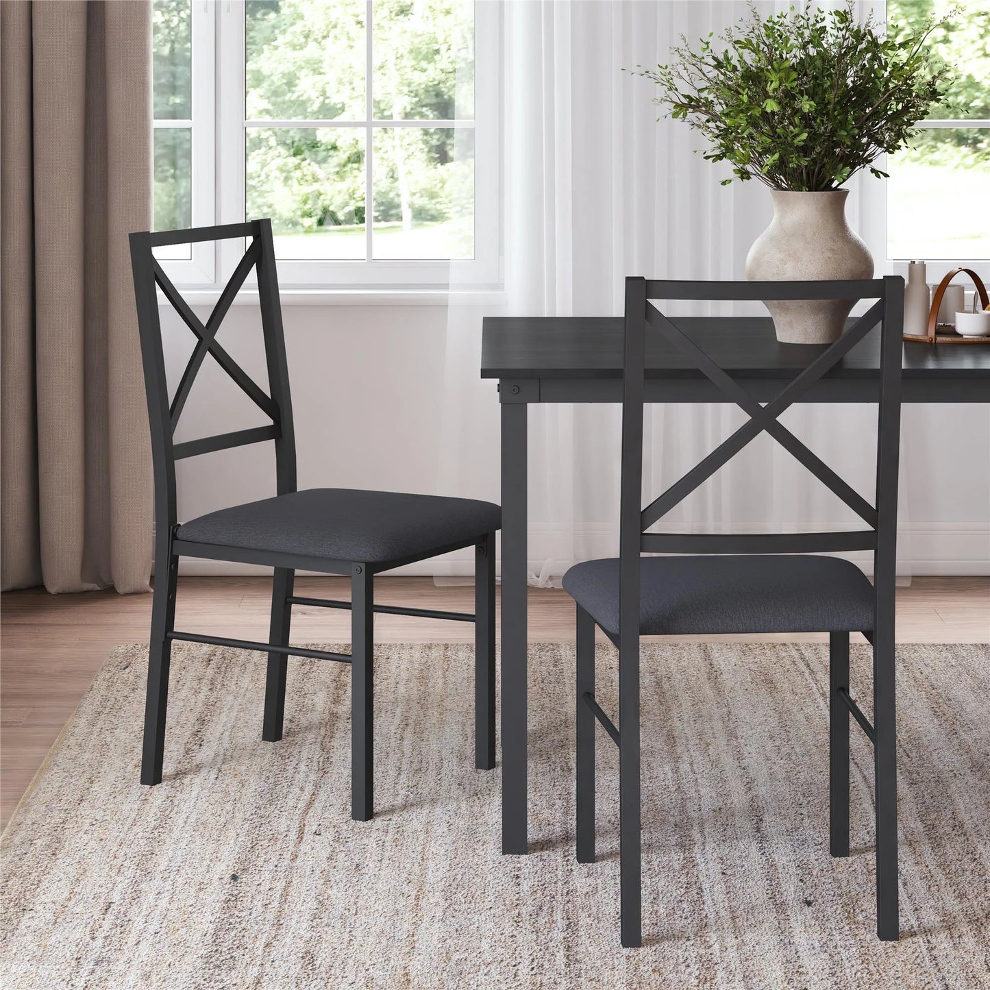 5-Piece Dining Table and Chair Set for 4, Black