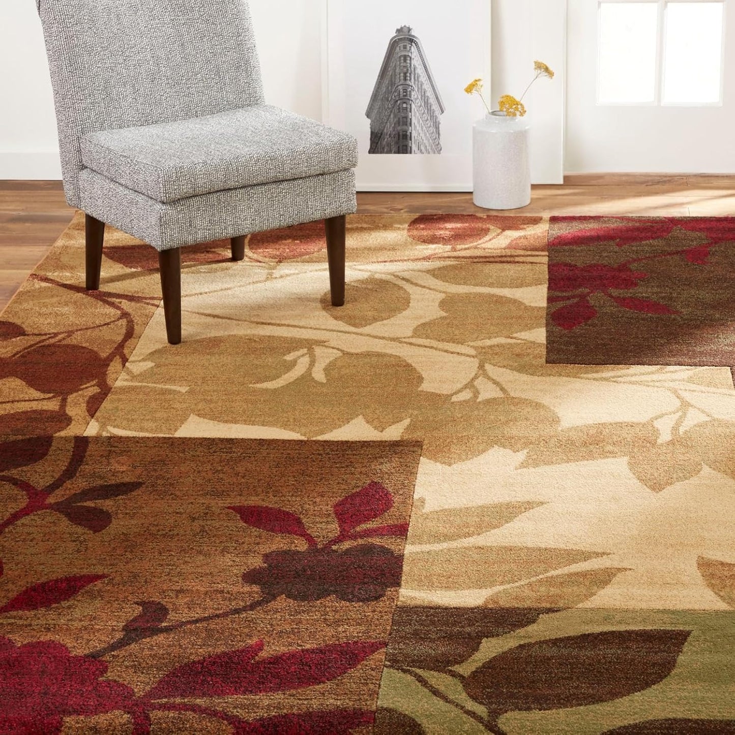 Tribeca Amelia Modern Area Rug | 1'6" X 2' 7.5" Rectangle | Beige/Green/Red