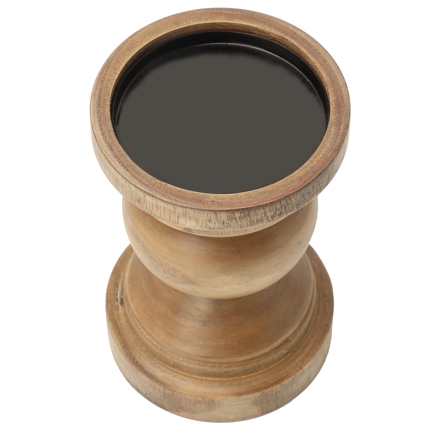 Decorative Wood Pillar Candleholder, Natural, 6"