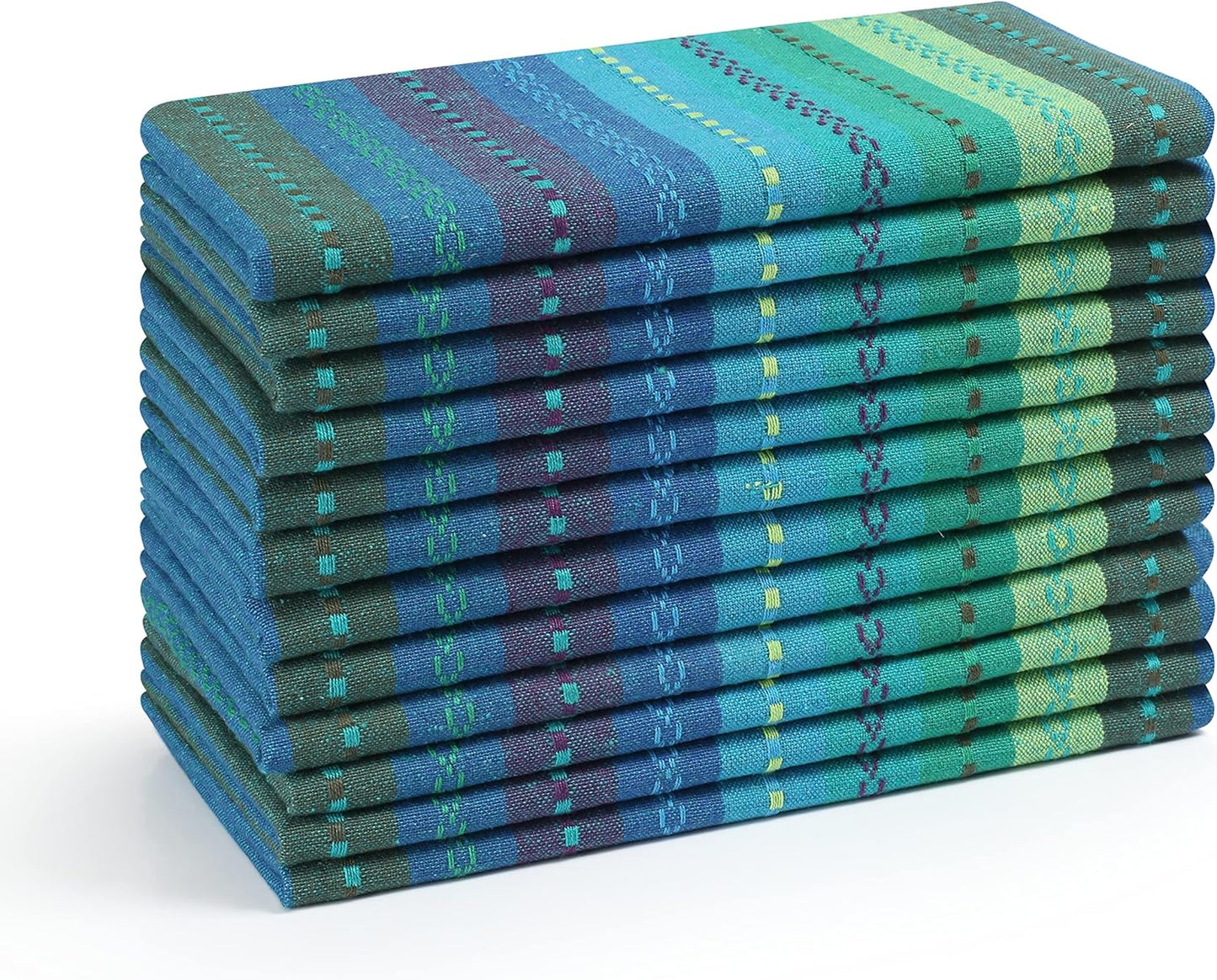 Lightnpro Salsa Stripes Cloth Napkins Set of 12 – Wedding, Christmas & Holiday Table Napkins, Machine Washable Cloth Napkins for Special Occasions & Everyday Use - 18X18 Inch Teal Multi
