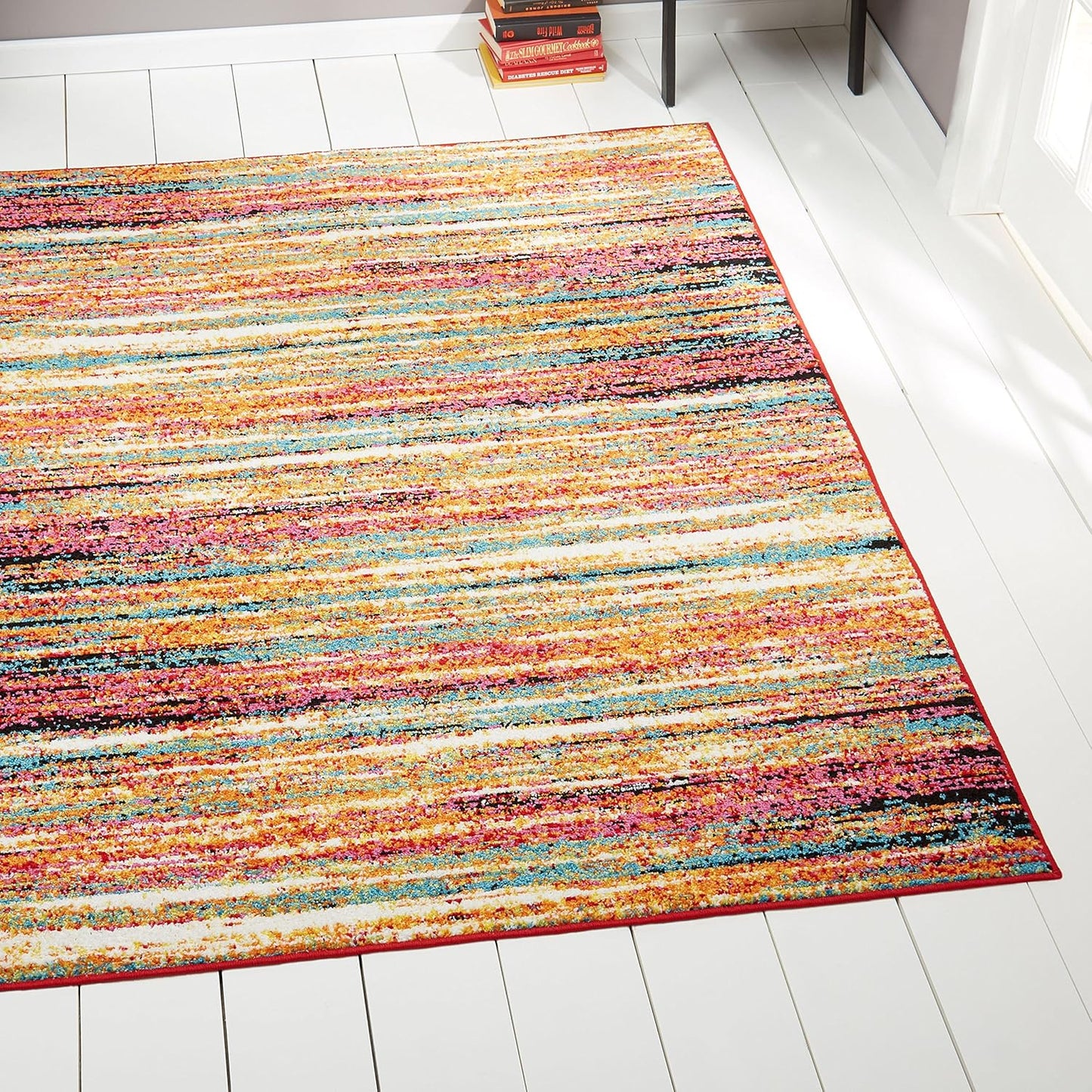Splash Cellis Modern Area Rug, 6'6" X 9'2", Multi-Color Red/Yellow/Pink
