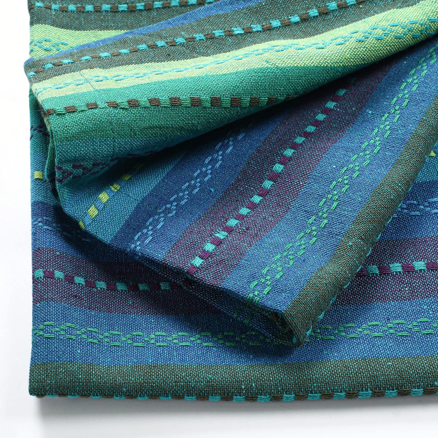 Lightnpro Salsa Stripes Cloth Napkins Set of 12 – Wedding, Christmas & Holiday Table Napkins, Machine Washable Cloth Napkins for Special Occasions & Everyday Use - 18X18 Inch Teal Multi