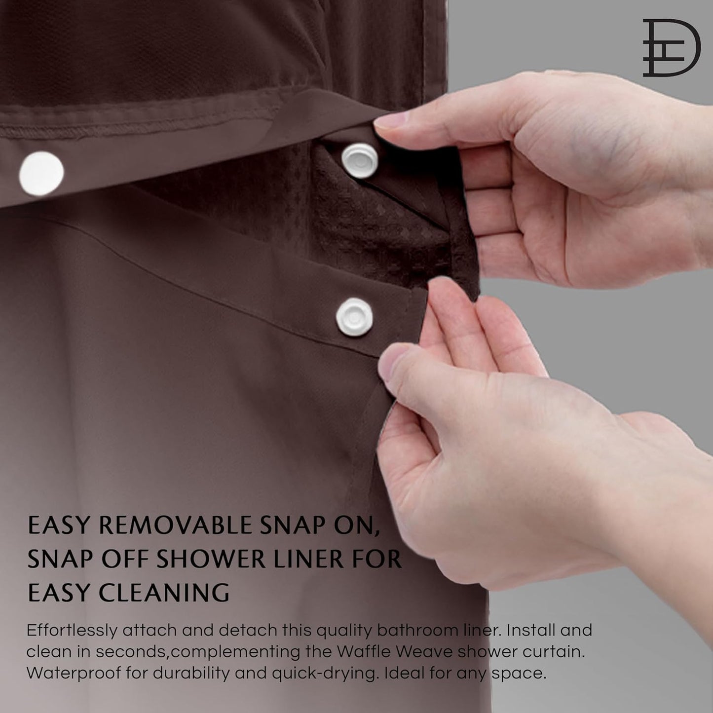 Waffle Weave Shower Curtain with Liner Sets - Modern Shower Curtain for Bathroom with Mesh Top Window - Premium Quality Fabric Snap S𝐡ower Cur𝚝ain
