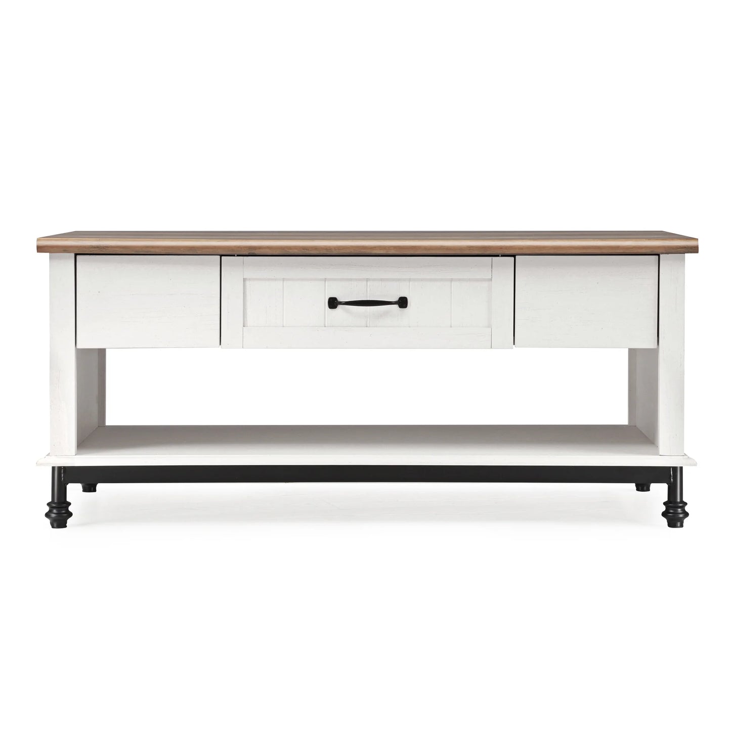 White Coffee Table with Storage Farmhouse Sofa Tea Table