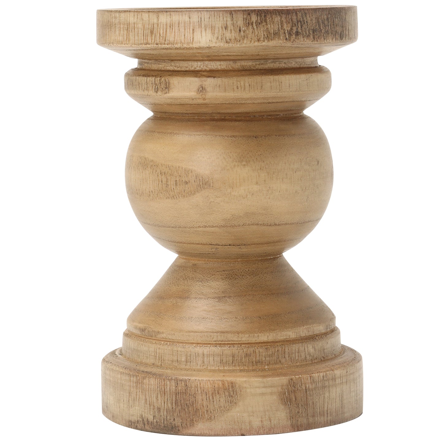 Decorative Wood Pillar Candleholder, Natural, 6"