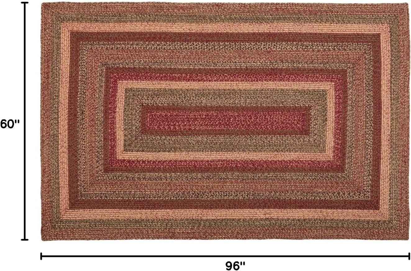 Cider Mill Primitive Jute Area Rug Rectangle Decor W/Floor Pad 60"X96"