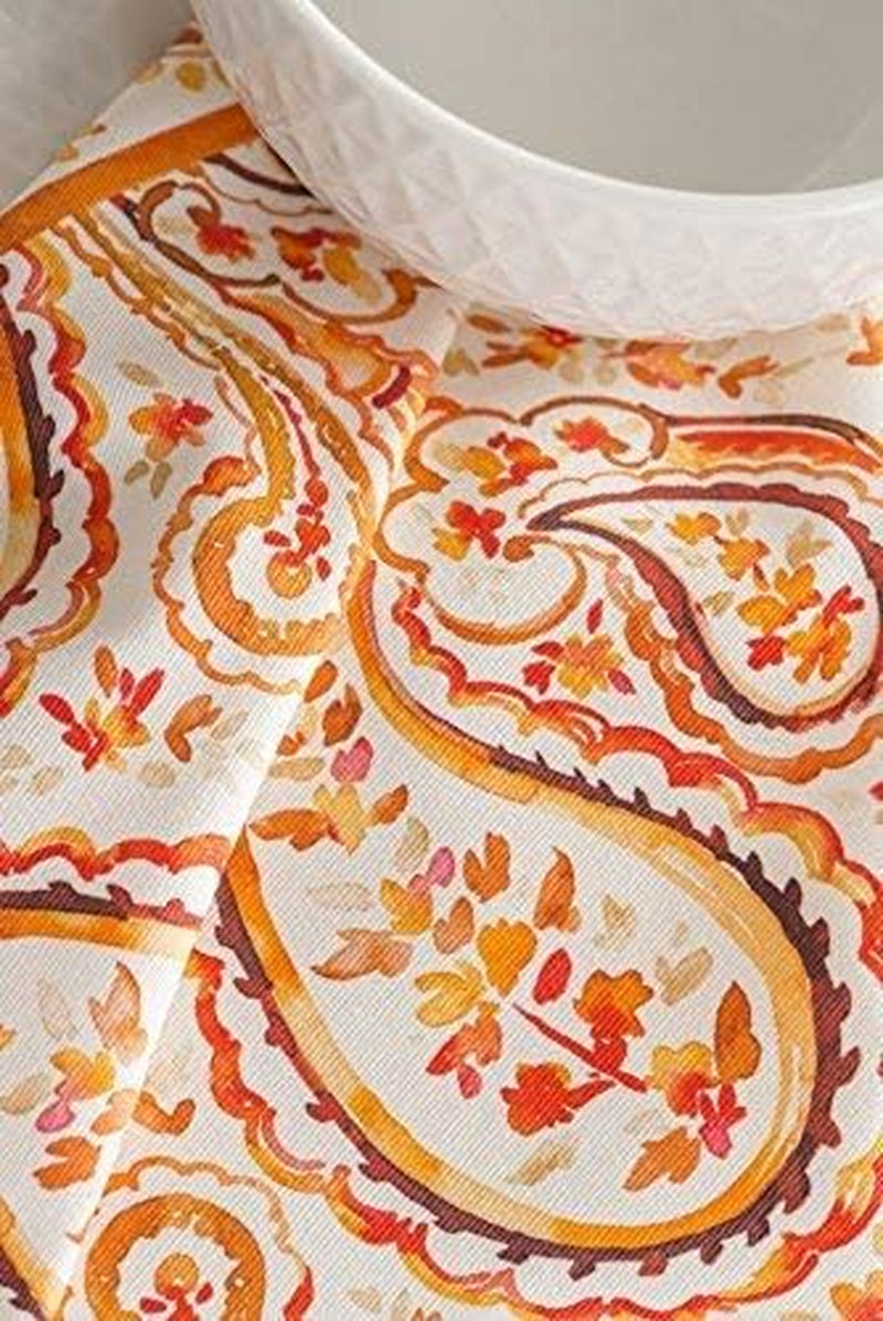 Cloth Napkins Set of 4 100% Cotton Everyday Reusable Square Napkins Cloth Washable, Dinner, Party, Wedding, Restaurant (Palatial Paisley, 20" X 20")