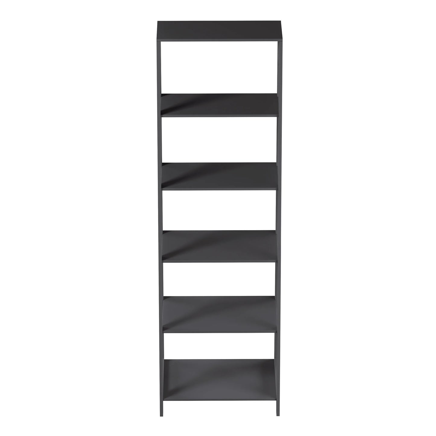 5-Tier Ladder Bookshelf, Leaning Decorative Shelves for Display - Wood Shelf for Living Room, Bathroom, and Kitchen Storage, Gray