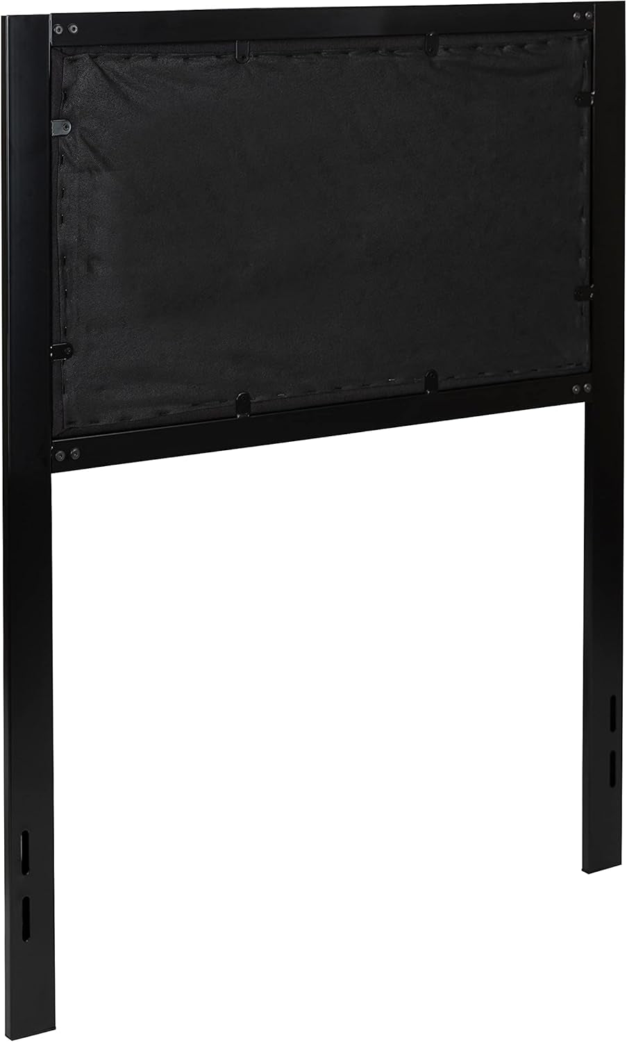 Twin Size Upholstered Metal Panel Headboard in Tufted Black Fabric