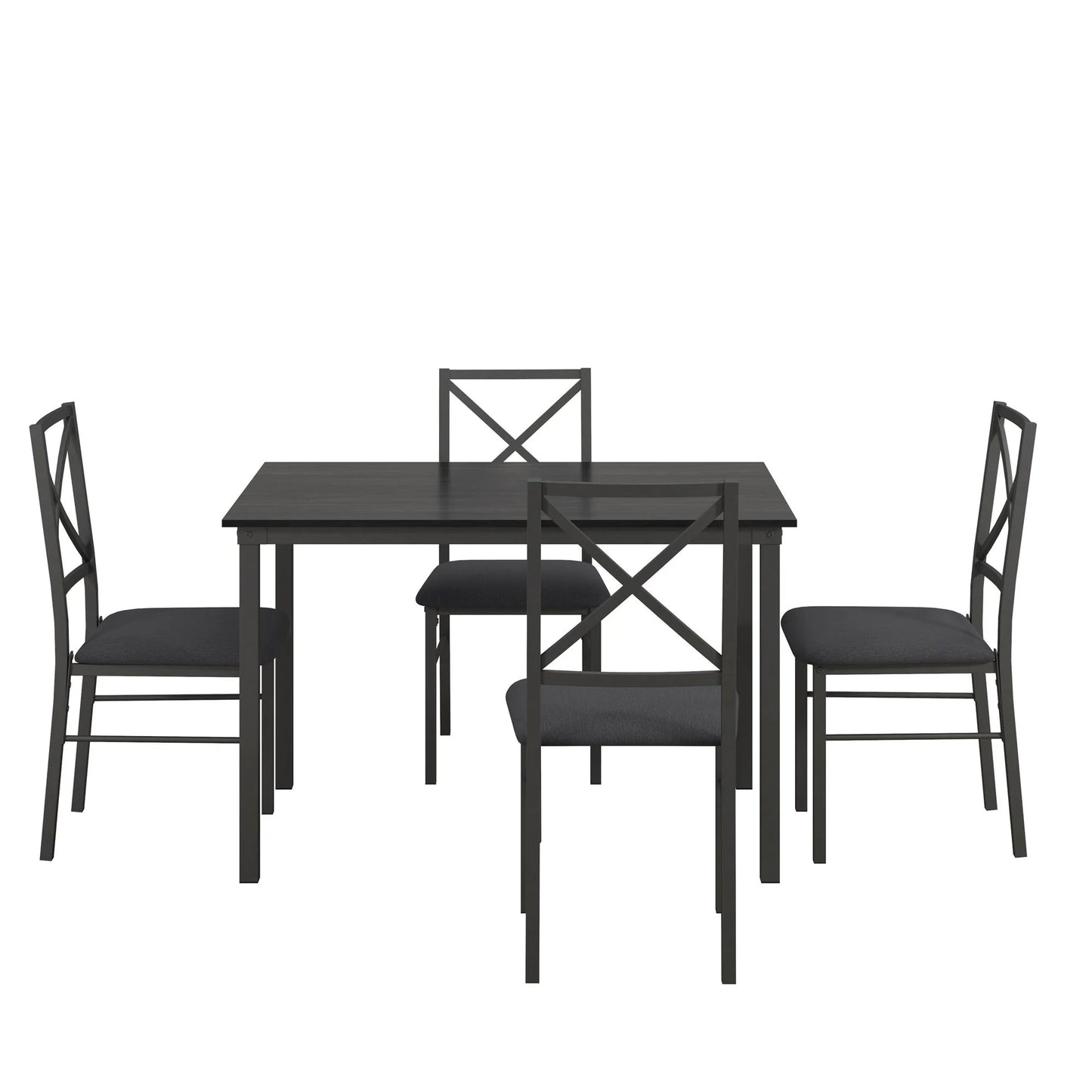 5-Piece Dining Table and Chair Set for 4, Black