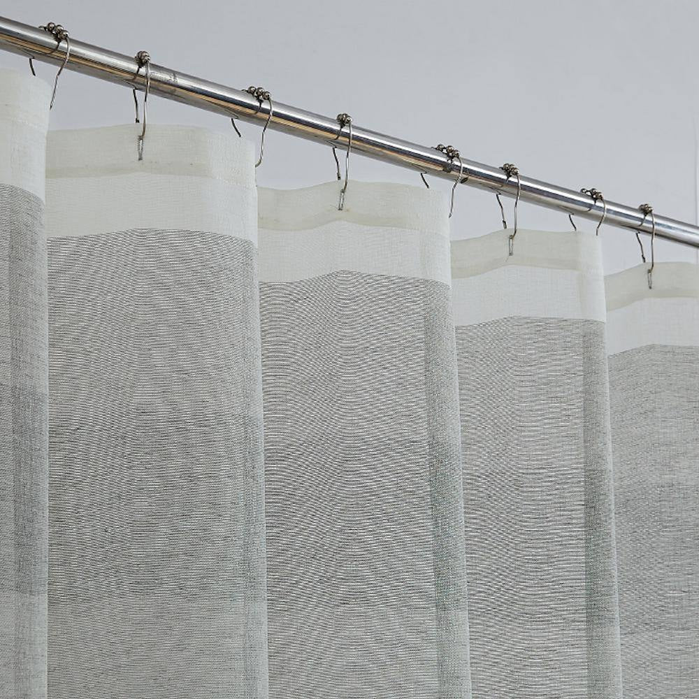 Chelsea 70 In. X 72 In. Linen Striped Shower Curtain in Silver