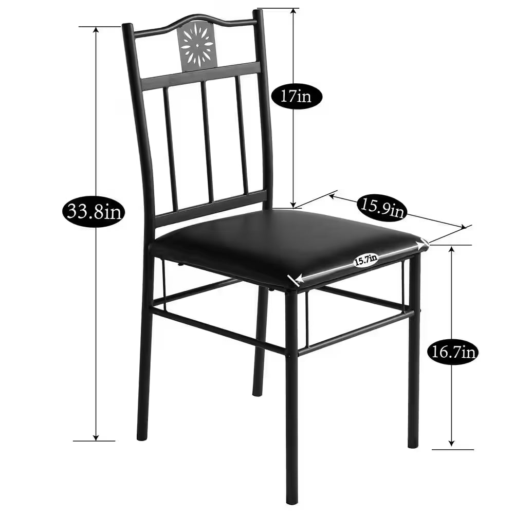 5-Piece Dining Table Set Wooden Kitchen Table 1 Table 4 Chairs Metal Legs, Rectangular Dining Table Sets,42.1"L, Brown