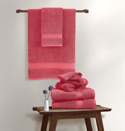 100% Cotton Bath Towel Set of 10, 2 Large Bath Towels, 4 Soft Hand Towels, 4 Wash Towels, Hotel Quality, Super Absorbent - Biking Red