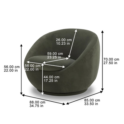 Mira Swivel Accent Chair, Olive Velvet