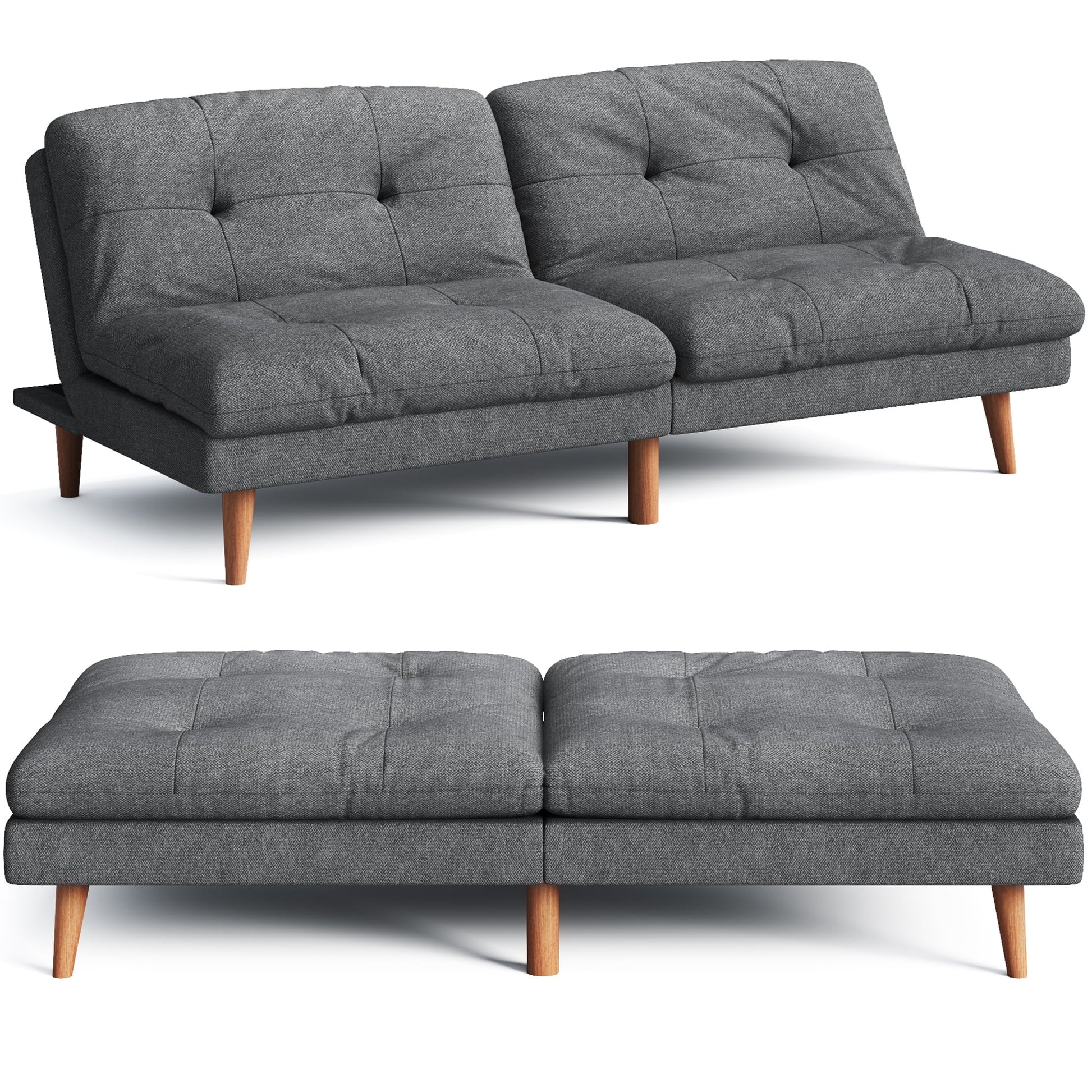 Convertible Futon Sofa Bed Couch Upholstered Sleeper Sofa Angle Adjustable Lounge Sofa,Dark Gray