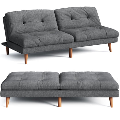 Convertible Futon Sofa Bed Couch Upholstered Sleeper Sofa Angle Adjustable Lounge Sofa,Dark Gray