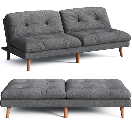 Convertible Futon Sofa Bed Couch Upholstered Sleeper Sofa Angle Adjustable Lounge Sofa,Dark Gray