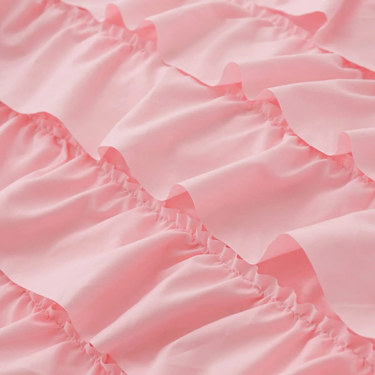 Ruffled Twin Comforter Set Casual Textured Chic Princess Bedding Set Pink