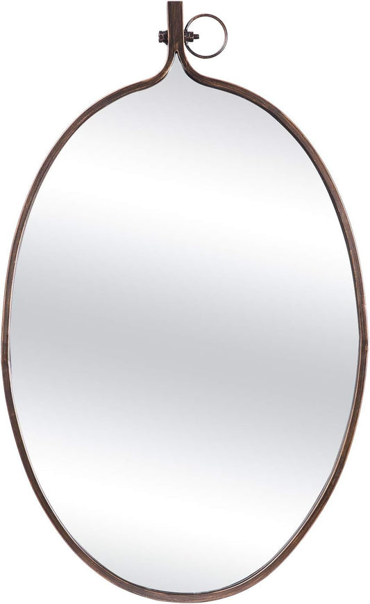 Oval Hanging Mirror- 33X27.5 Inch Industrial Wind Metal Framed Wall Mirrors or Wall Mounted Mirror- Wall Decoration Mirror and Bedroom Mirror,Bathroom Mirror, Living Room Mirror,Hallway Mirror