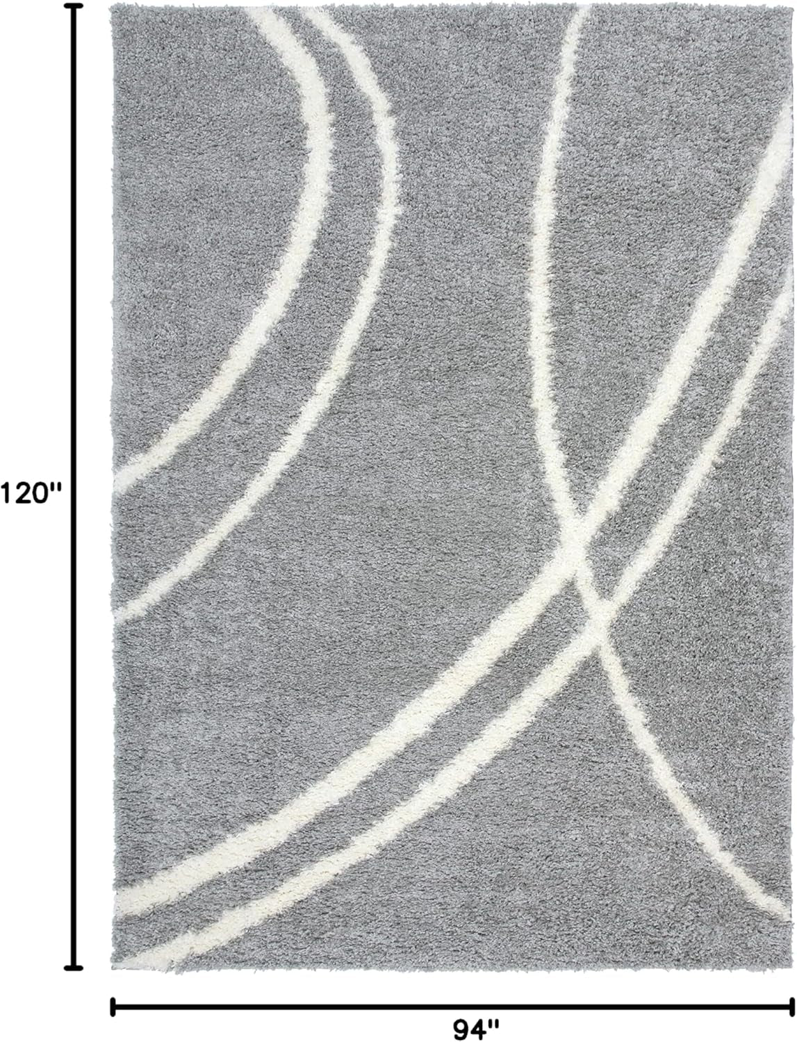Cozy Contemporary Stripe Perfect for Living Room,Bedroom,Home Office Non-Shedding Plush Shag Area Rug 7'10" X 10' Gray-White
