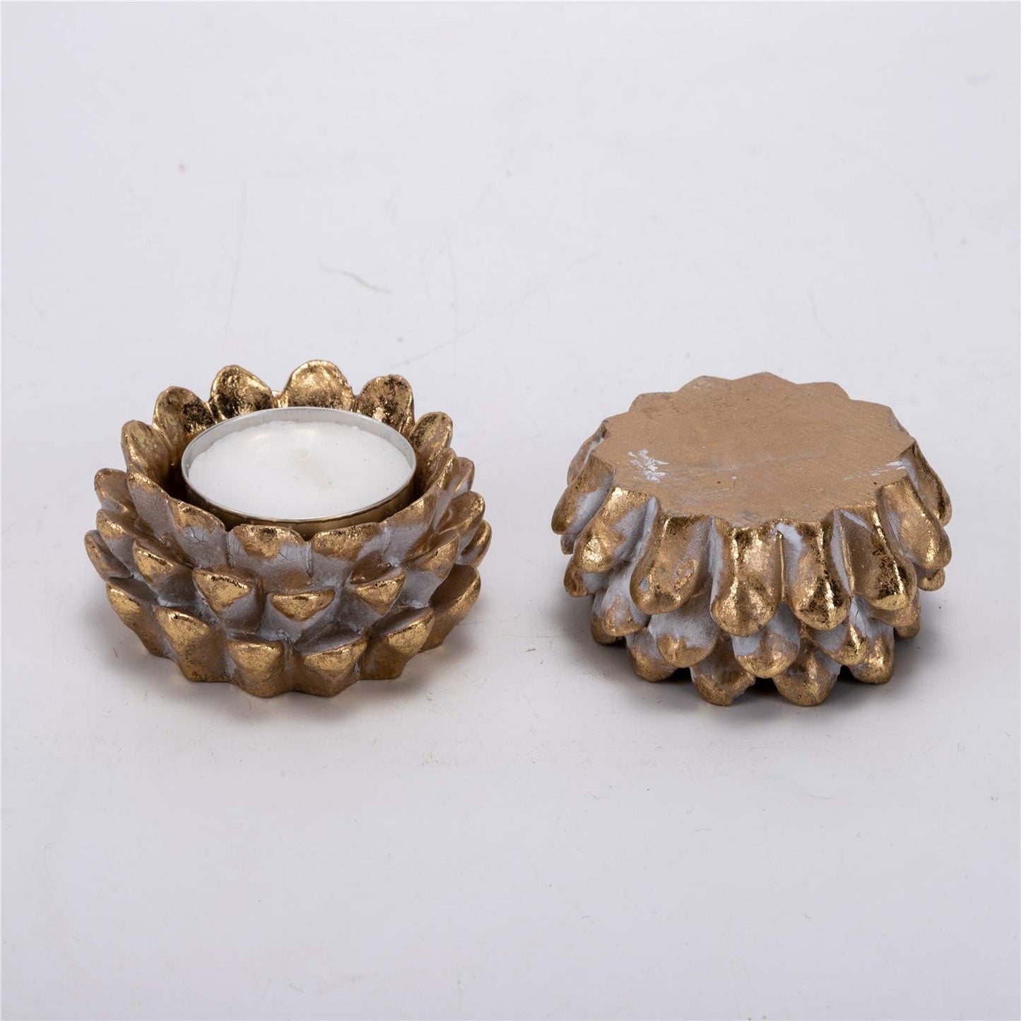 Easter Ornaments Wooden Candle Holder Resin Tea Light Candle Holders Natural Wooden Planter Flower Pot for Rustic Christmas Wedding Party Birthday Decoration (2PCS Tea Light Candle Holders)
