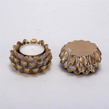 Easter Ornaments Wooden Candle Holder Resin Tea Light Candle Holders Natural Wooden Planter Flower Pot for Rustic Christmas Wedding Party Birthday Decoration (2PCS Tea Light Candle Holders)