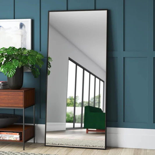 Full Length Mirror, Large Rectangle Mirror Full Length, Full Body Mirror for Bedroom, Dressing Mirror, Floor Mirror Aluminum Alloy Frame, 65"X22" Body Mirror, Standing Mirror,Black Mirror