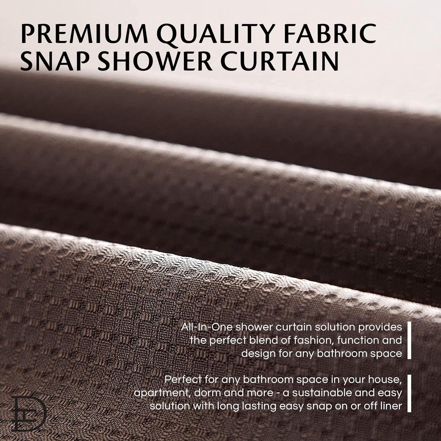 Waffle Weave Shower Curtain with Liner Sets - Modern Shower Curtain for Bathroom with Mesh Top Window - Premium Quality Fabric Snap S𝐡ower Cur𝚝ain