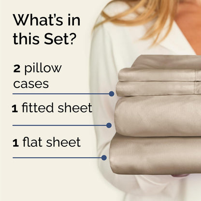 Twin 4 Piece Sheet Set - Cooling Sheets for Hot Sleepers - Hotel Luxury Bedding Set with 8-16 Inch Deep Pockets - 1 Flat & 1 Fitted and 2 Pillowcases - Ultra Soft, Easy Care and Wrinkle Free - Cream