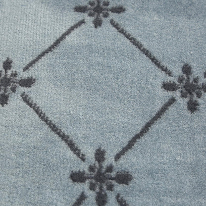 Premium Aydin Traditional Diamond Floral Area Rug, Blue/Ivory, 5'2"X7'4"