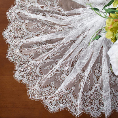 Lace Party Tablecloth Rustic Floral Fabric Rectangle Lace Table Cloth Baby Tablecloth Tea Party Tablecloth Fabric Table Cover (1, White-005)