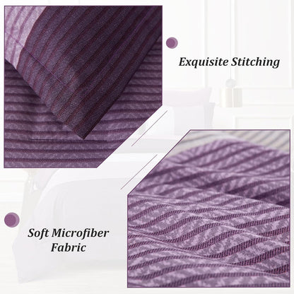 Purple Comforter Sets King, Reversible Striped Patchwork down Alternative Comforter for King Bed,3 Pieces (1Comforter+2 Pillowcase), Soft Microfiber Bedding Duvet Insert Set 104”×90”