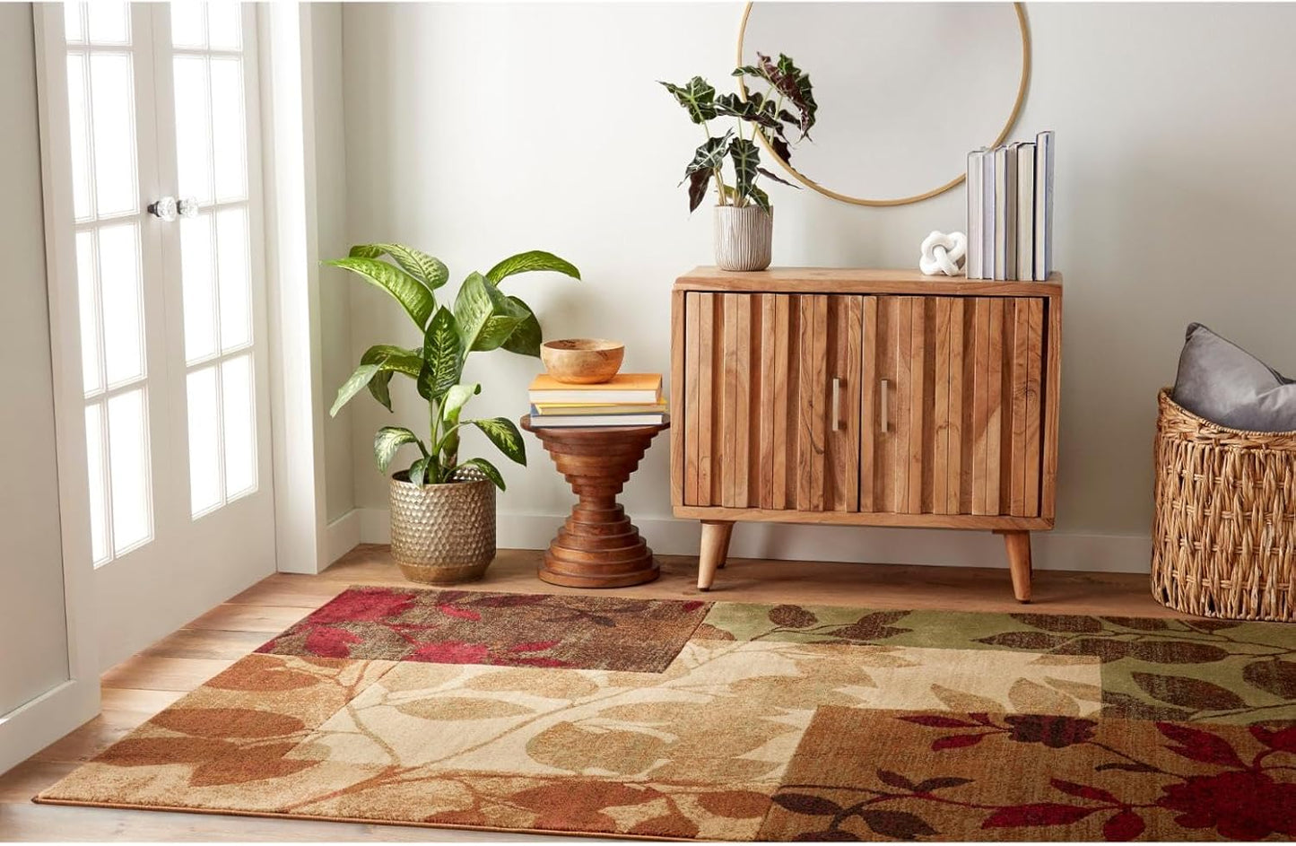 Tribeca Amelia Modern Area Rug | 1'6" X 2' 7.5" Rectangle | Beige/Green/Red