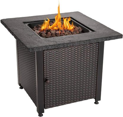 30" Outdoor Propane Gas Rock Top Fire Pit (Lava Rocks)