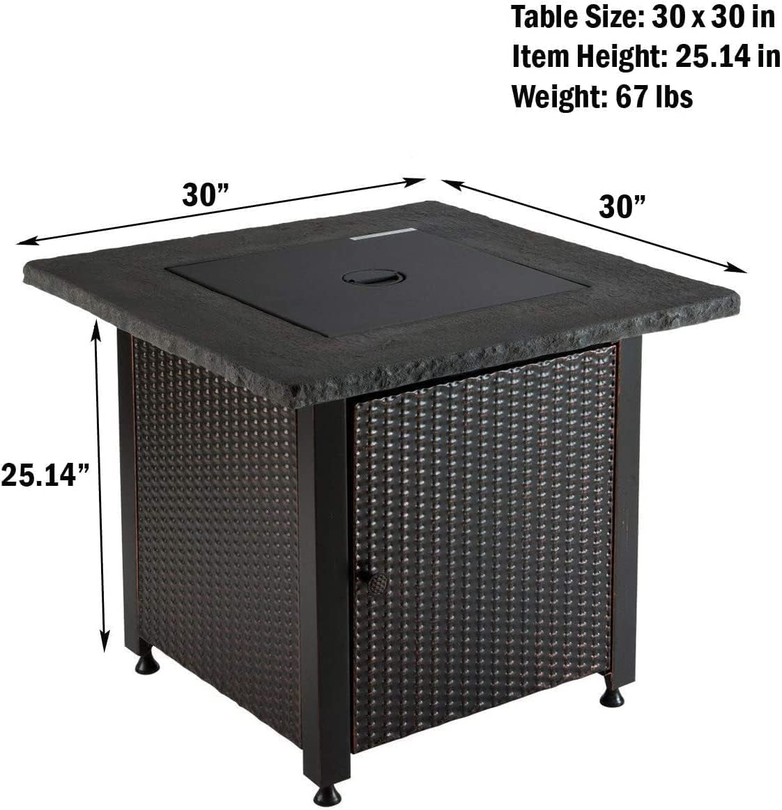30" Outdoor Propane Gas Rock Top Fire Pit (Lava Rocks)