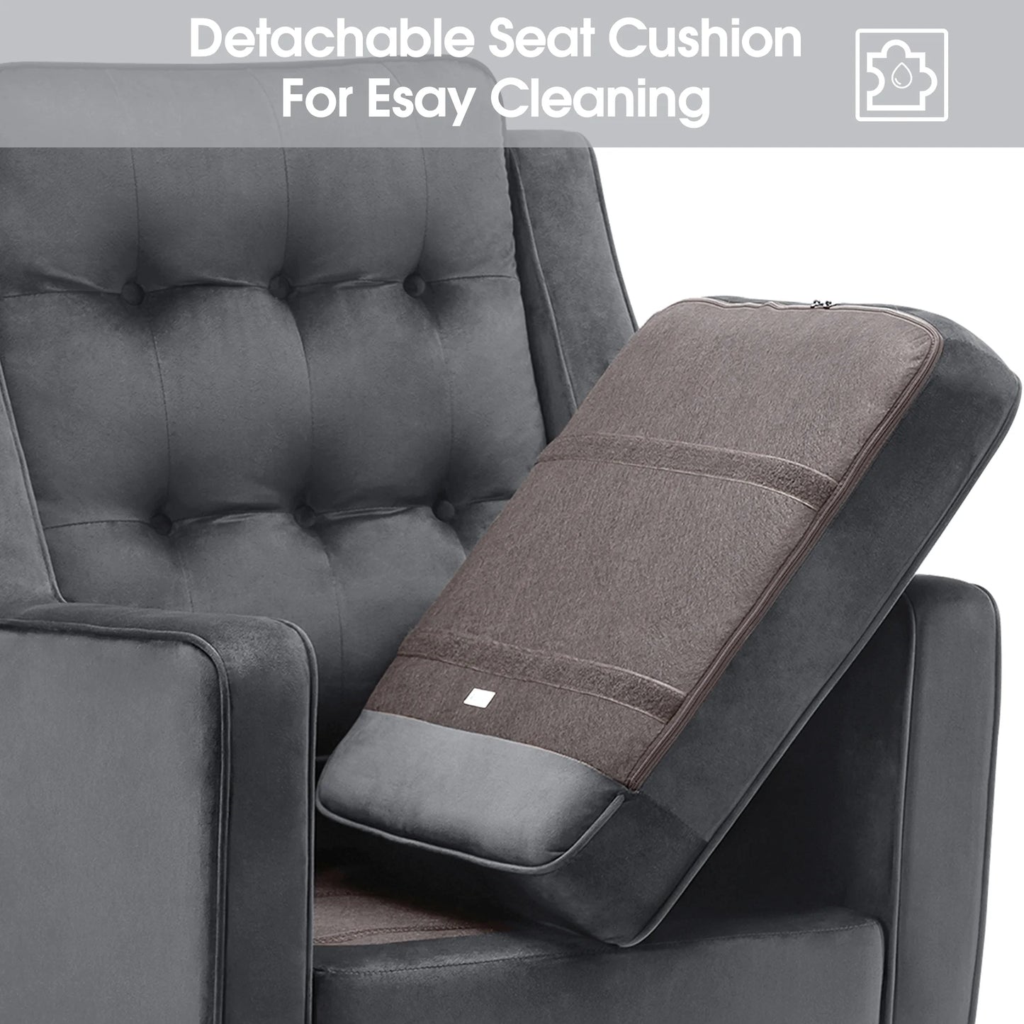 Modern Accent Club Arm Chair, Velvet Upholstered with Metal Legs 4278 (Dark Grey)