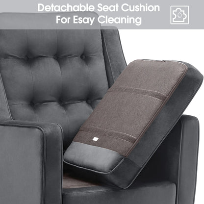 Modern Accent Club Arm Chair, Velvet Upholstered with Metal Legs 4278 (Dark Grey)