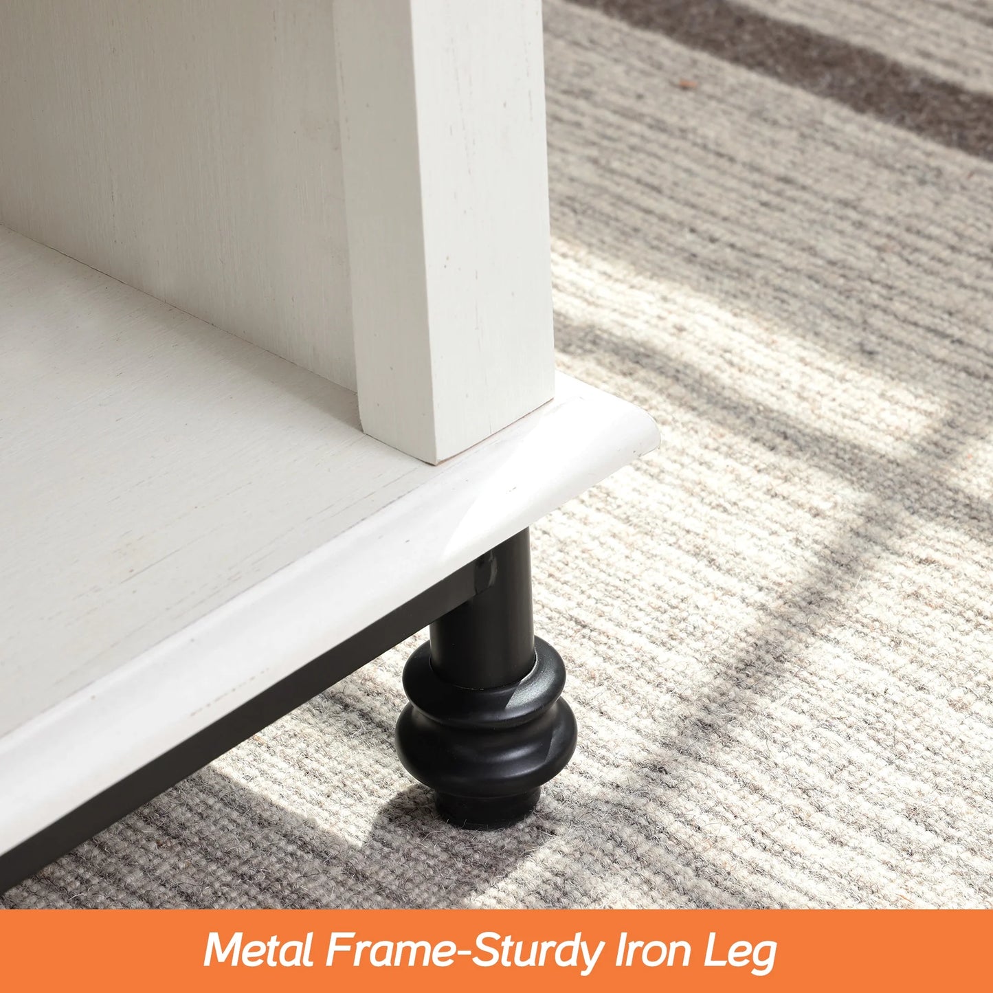 White Coffee Table with Storage Farmhouse Sofa Tea Table