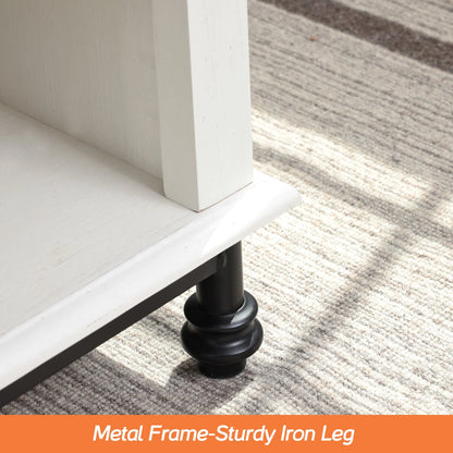 White Coffee Table with Storage Farmhouse Sofa Tea Table