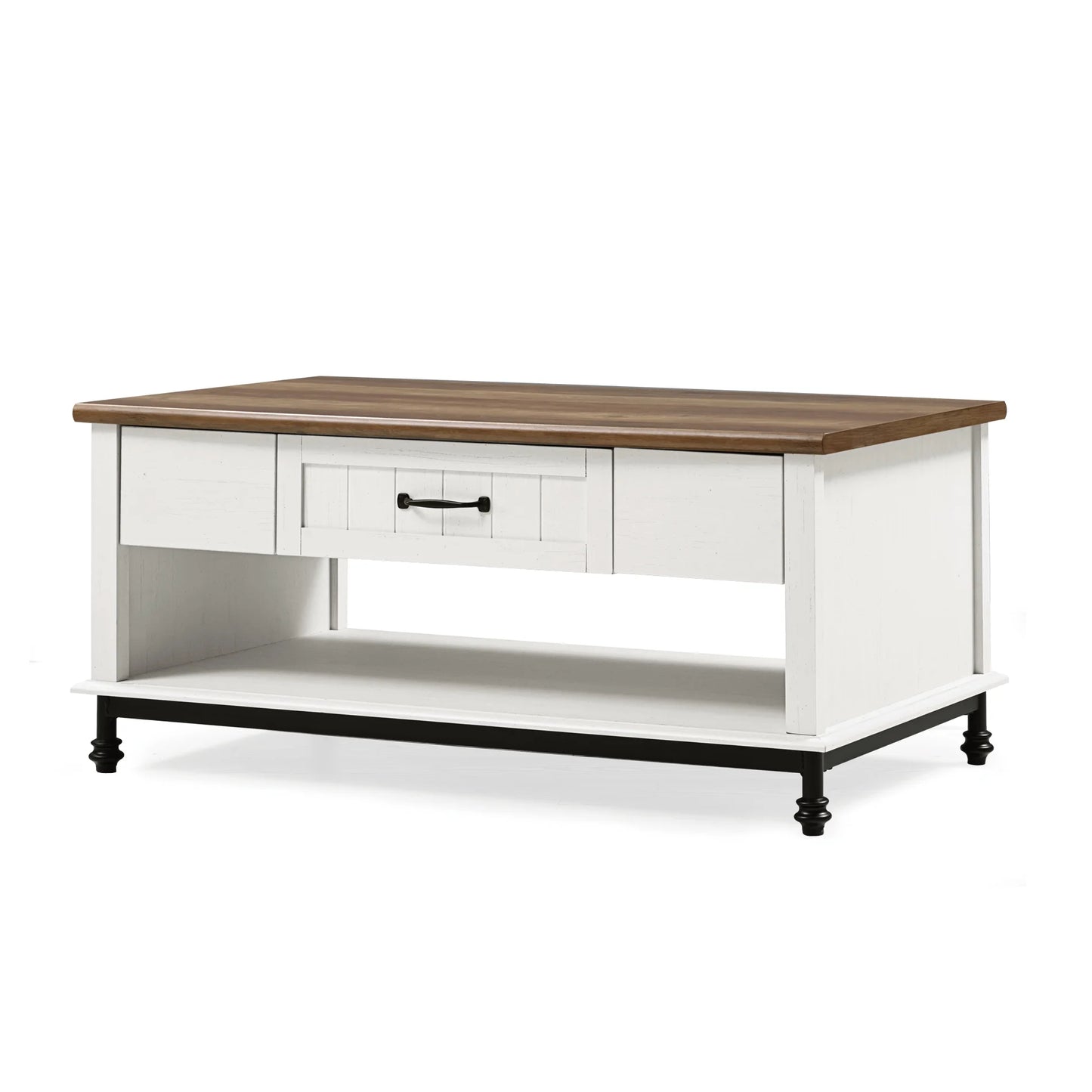 White Coffee Table with Storage Farmhouse Sofa Tea Table