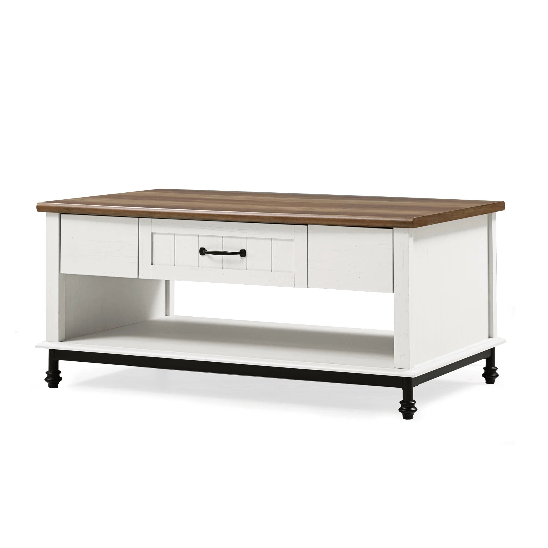White Coffee Table with Storage Farmhouse Sofa Tea Table
