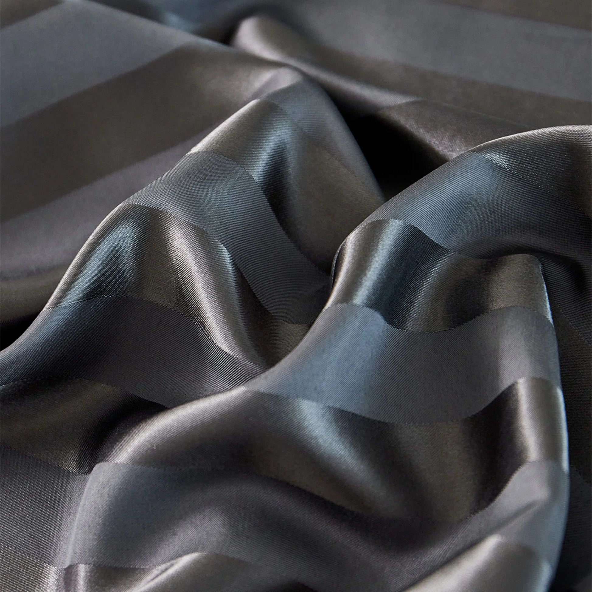 Satin Sheets Full Silk Sheets Dark Gray Stripe Bed Sheet Set Deep Pocket Bed Flat Fitted Sheet, 4-Pieces