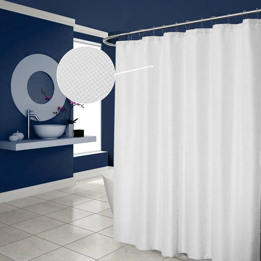 Hotel Waffle 70" X 72" Classic Shower Curtain in White