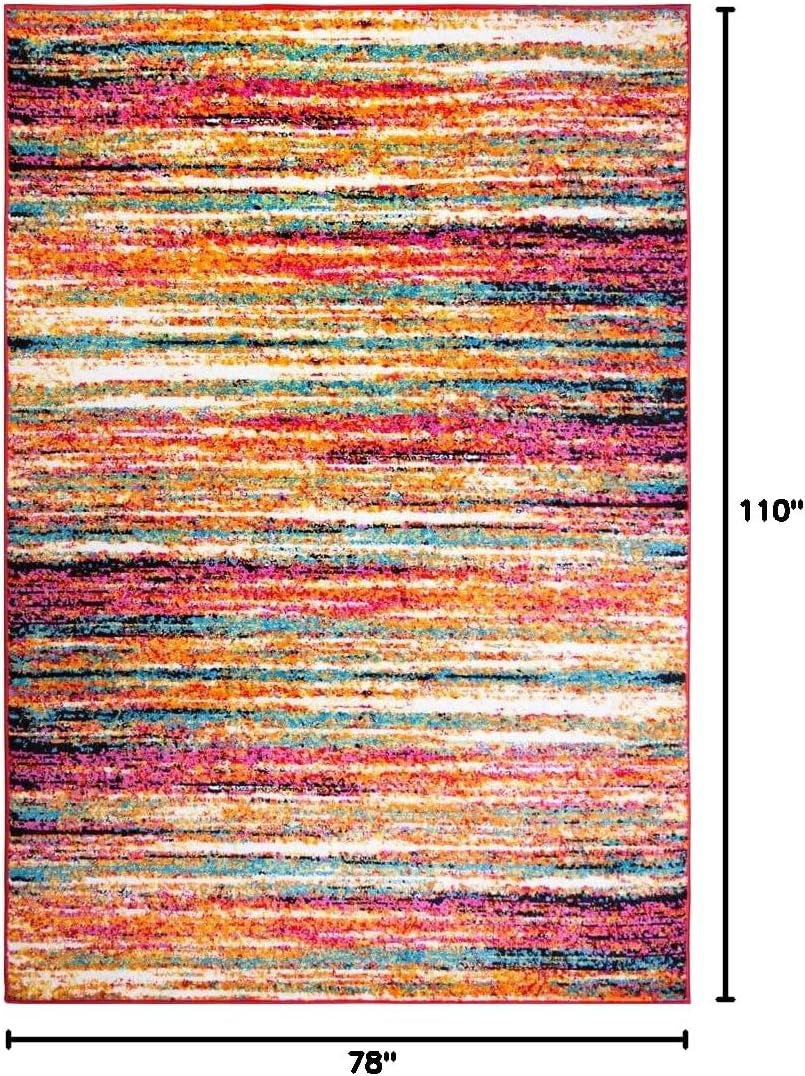 Splash Cellis Modern Area Rug, 6'6" X 9'2", Multi-Color Red/Yellow/Pink