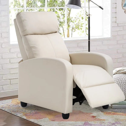 Recliner Chair for Living Room Home Theater Seating Single Reclining Sofa Lounge with Padded Seat Backrest (Beige)