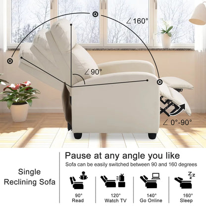 Recliner Chair for Living Room Home Theater Seating Single Reclining Sofa Lounge with Padded Seat Backrest (Beige)