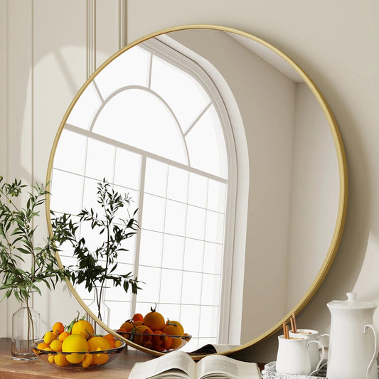 36" Wall Mirror Bathroom Mirror Wall Mounted round Mirror, Gold